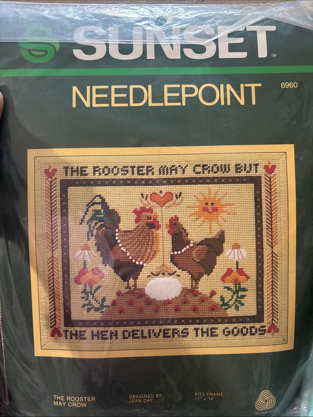 Sunset Needlepoint "The Rooster May Crow" Needlepoint Kit - Brown & Gold